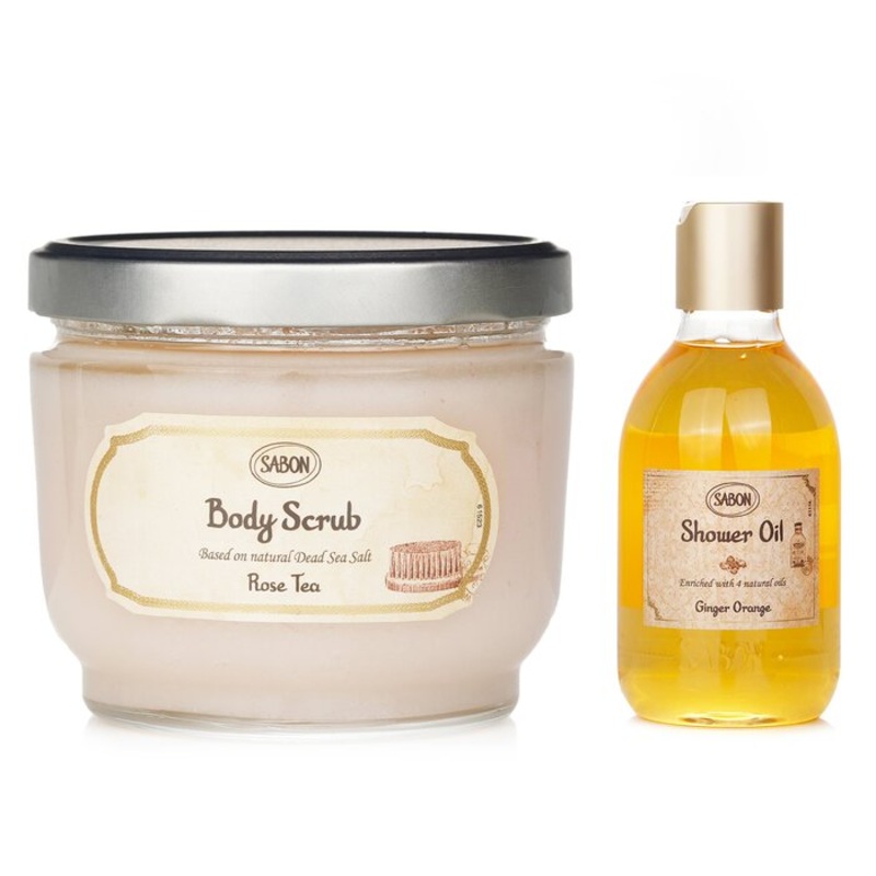 Body Scrub - Rose Tea & Shower Oil - Ginger Orange Size: 2pcs Weight: 1.37KG