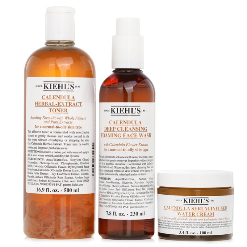 Calendula 3 Step Hydration Set: Face Wash 230ml + Toner 500ml + Water Cream 100ml Size: 3pcs Weight: 1.12KG
