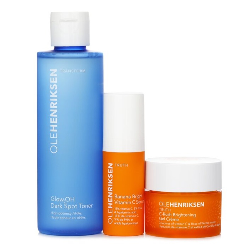 3 Mega Wonders Set: Banana Bright Vitamin C Serum 15ml + Glow2OH Dark Spot Toner 190ml + C-Rush Brightening Gel Crme 35ml Size: 3pcs Weight: 0.44KG