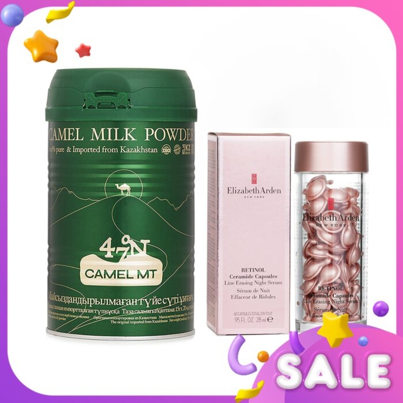 Camel MT Camel Milk Powder + Elizabeth Arden Ceramide Retinol Capsules (60 Caps) Size: 2pcs Weight: 0.14KG