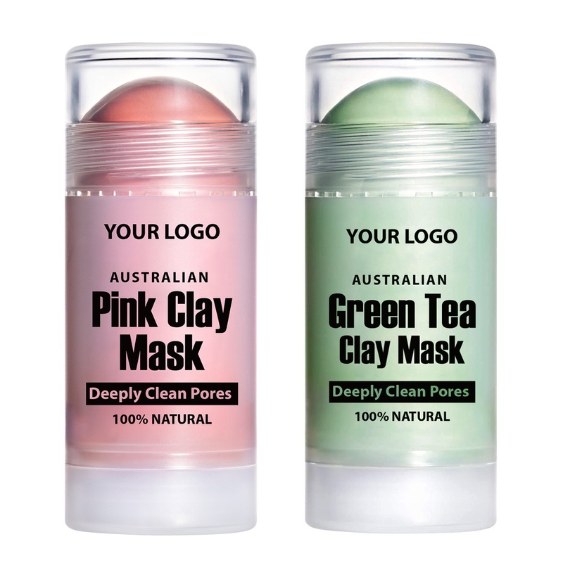 100% Natural Brightening Anti Acne Green Tea Deeply Cleansing Pores Wholesale Private Label Clay Stick Mud Facial Pink Clay Face Mask