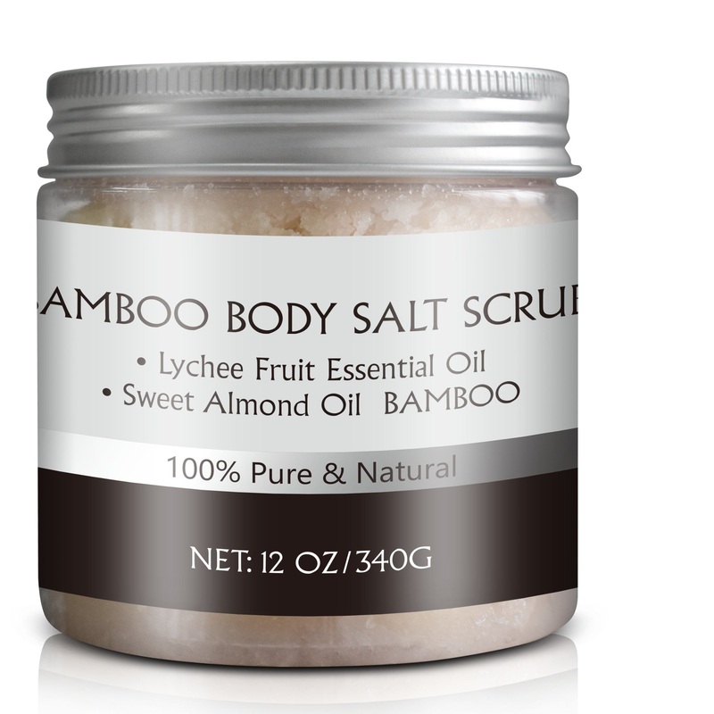 Wholesale Private Label Custom Logo Natural Exfoliating Whitening Organic Bamboo Salt Body Scrub