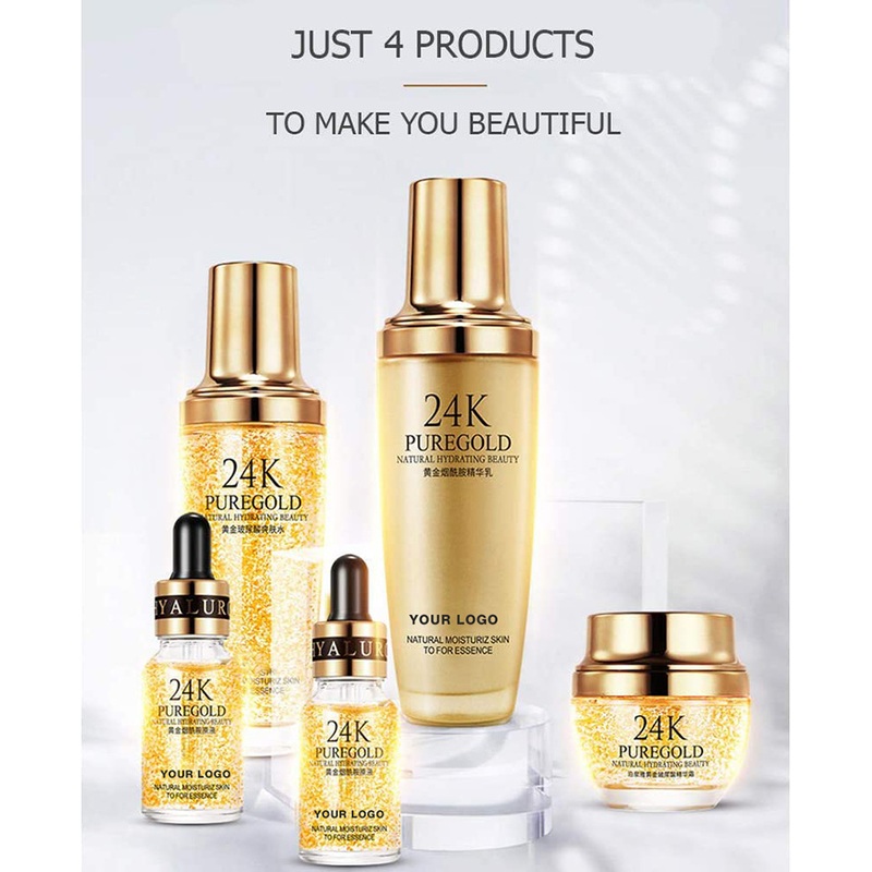Wholesale Factory Price 24K Gold Facial Serum Anti Aging Moisturizing Toner Lotion Face Cream Set