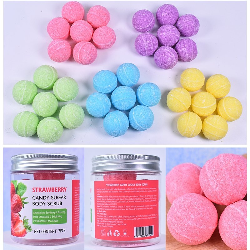 Wholesale Factory Low Price Private Label Exfoliating Organic Salt Sugar Body Scrub of Balls Shape