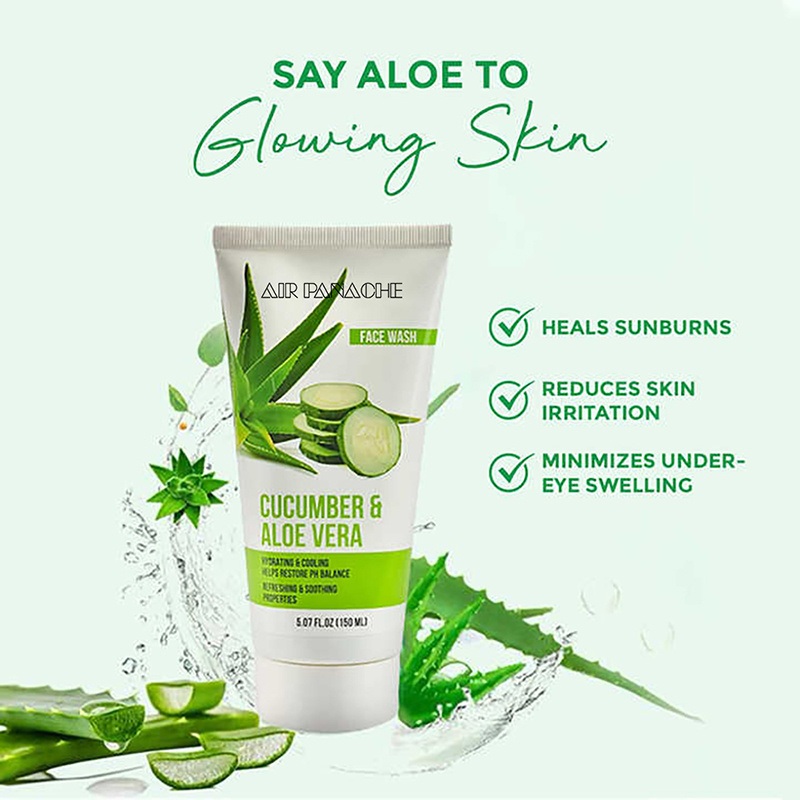 Wholesale Faces Skins Careness Aloe Vera Hydrating & Cooling Private Label Organic Cucumber Aloe Face Wash Facial Cleanser