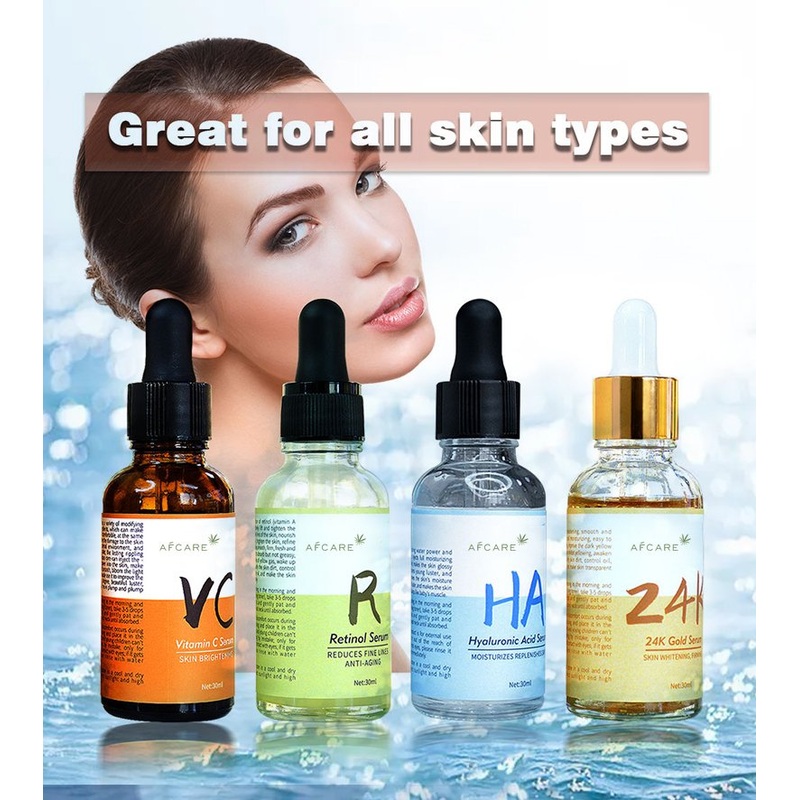 Whitening Anti-Aging Anti-Wrinkle Vitamin C Hyaluronic Acid Collagen 24K Gold Face Serum