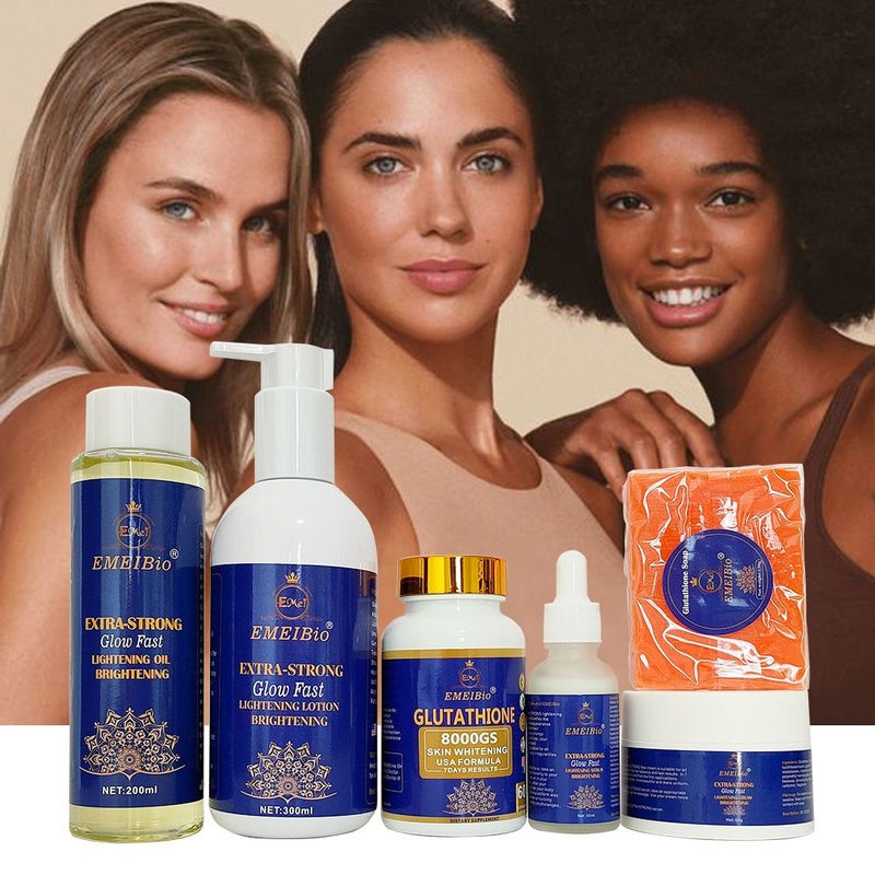 7 Days Results Whitening Cream Lotion Serum Bleaching Skin Soap Gluta Vitamin C Whitening Skin Full Set for Dark Skin
