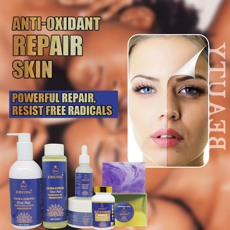 2024 Best Product Whitening Skincare Set with Double Glutathione Bleaching Anti Aging Skin Glutathione Skin Whitening Set