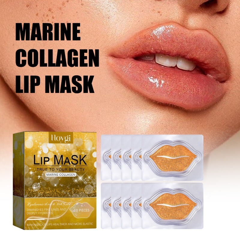 24K Gold Organic Deep Moisturizer Lip Sleeping Sheet Mask Hydrating Remove Dead Skin Plump Repair Collagen Lip Mask