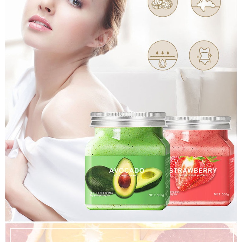 Wholesale Private Label Fruit Salt Exfoliating Scrub Body 500g Moisturizing Arbutin Coconut Whitening Sugar Body Scrub