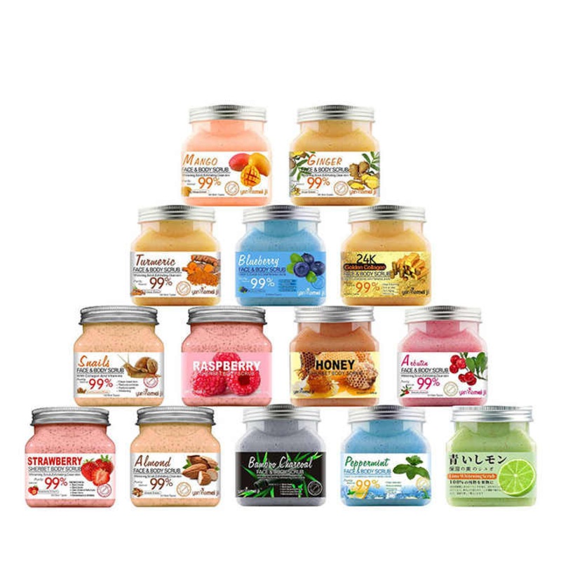 Wholesale Private Label Natural Strawberry Aloe Vera Face and Body Scrub for Exfoliating Whitening Brightening Sugar Body Scrub