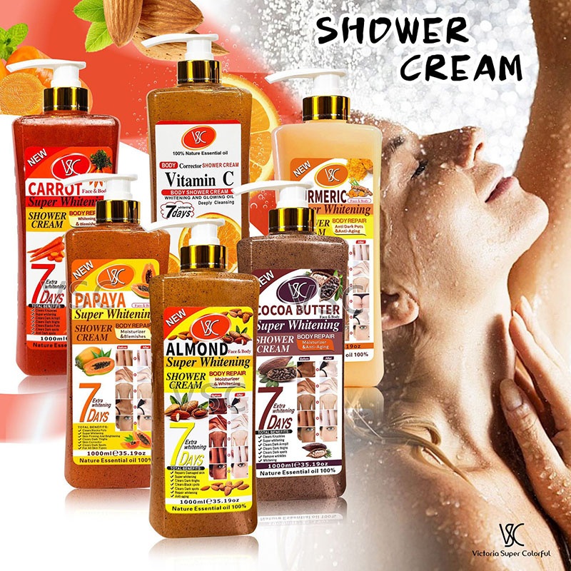 1000ml Natural Super Whitening Shower Cream Dead Skin Removal Deep Cleansing Body Wash with Moisturizing Foam Daily Use Adults