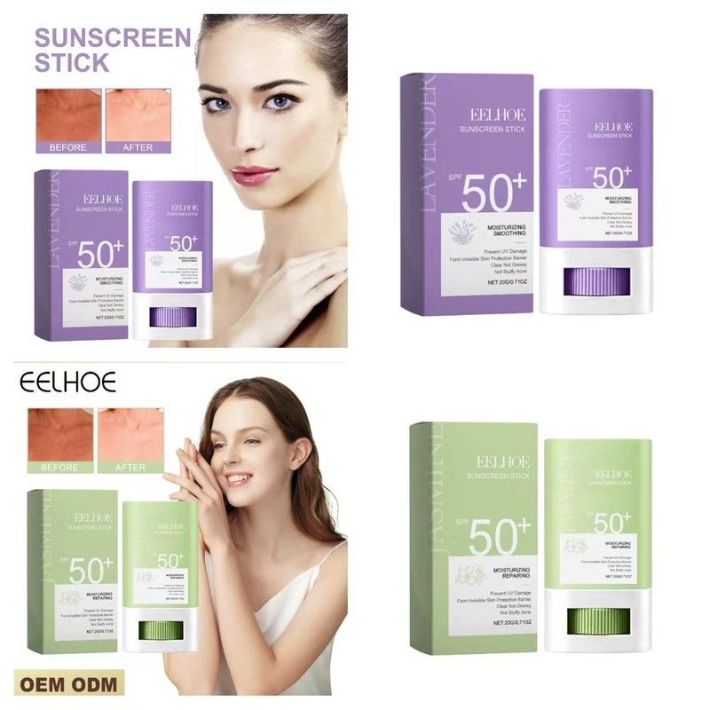 20g Portable UV Damage Preventing Sunscreen Stick Moisturizing Repairing Sunscreen Jasmine Fragrance Face Body Sunscreen Stick SPF 50+ Face Sun Screen Stick