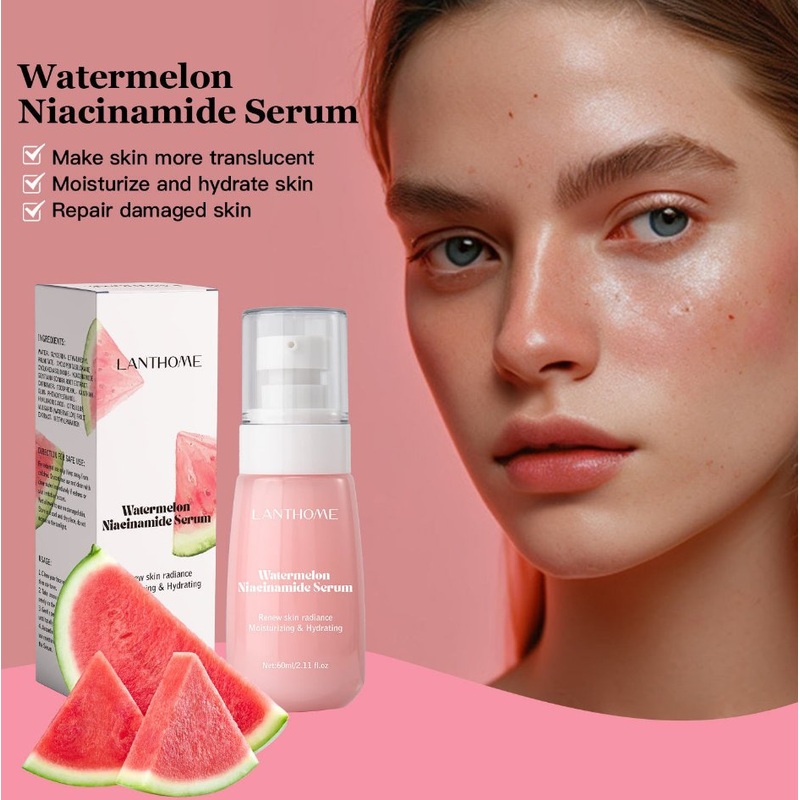 60ml Hyaluronic Acid Pore Shrinking Refining Minimizer Glow Recipe Niacinamide Vitamin C Watermelon Face Serum Dark Spot Correction Glowing Serum