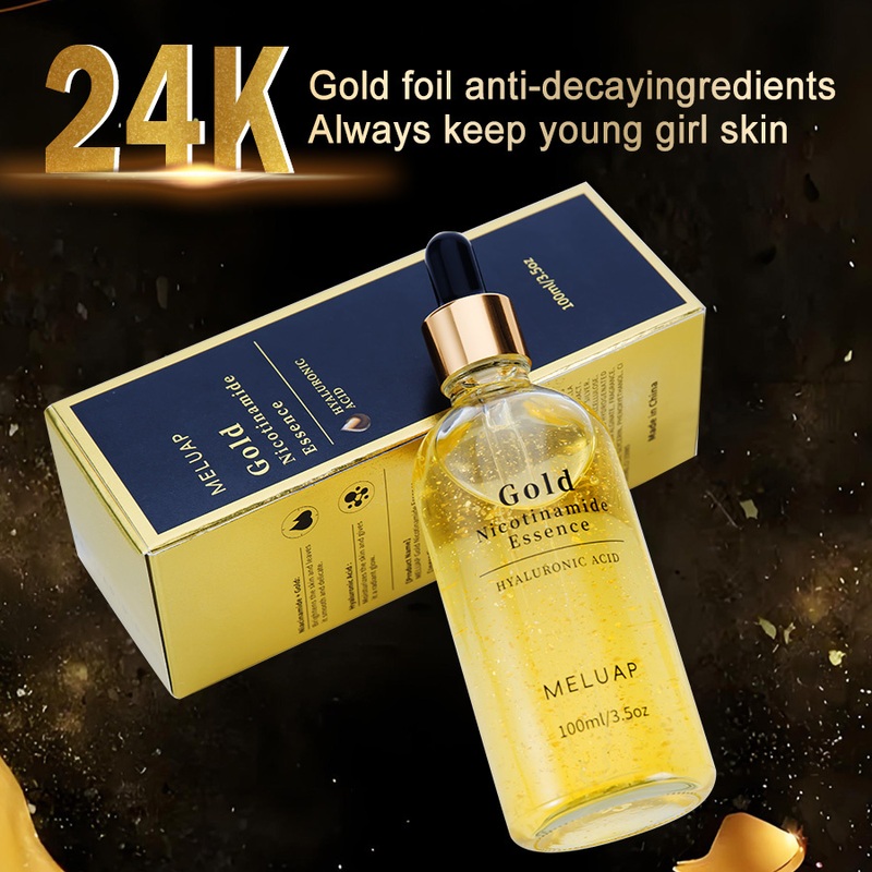 24K Gold Hyaluronic Acid Nicotinamide Anti Wrinkle Brightening Pore Shrinking 24K Face Serum