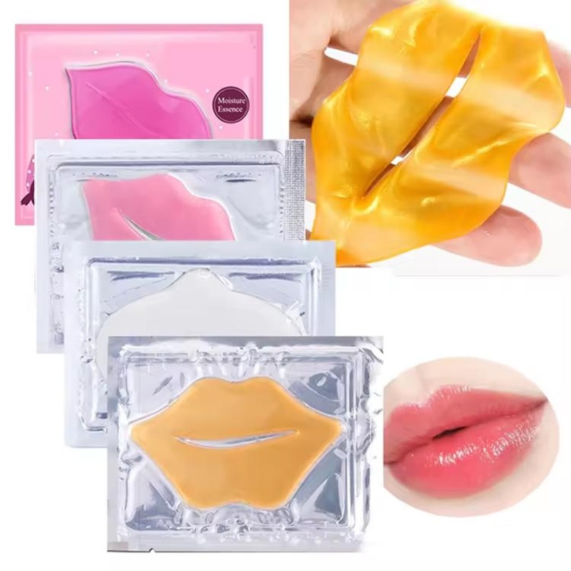 Wholesale Private Label Pink 24K Gold Organic Moisturizer Lip Sleeping Sheet Mask Hydrating Plump Repair Lip Care Mask