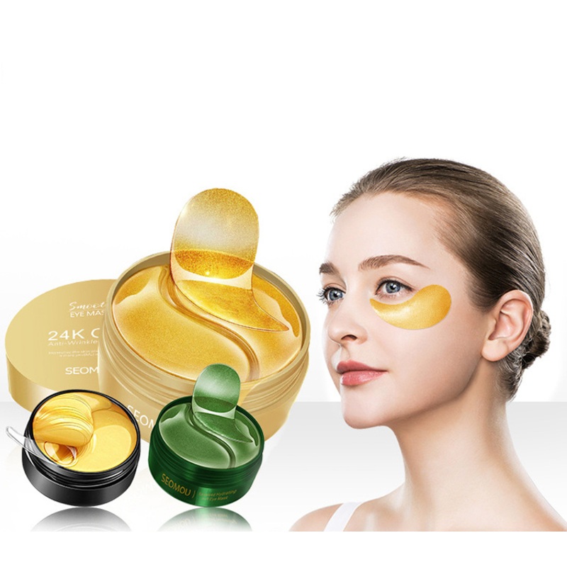 Wholesale Eye Patch Moisturizing Brightening Skincare 24K Gold Collagen Under Seaweed Eye Patches Hydrogel