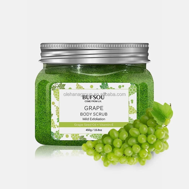 Wholesale Vitamins Minerals Natural Grape Seed Oil Fruit Soothing After-Sun Repair Brighten Glowing Body Scrub Exfoliating