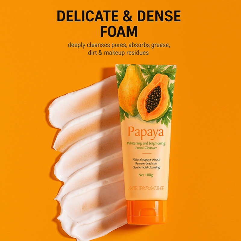 100g Private Label Custom OEM Face Wash Brightening Moisturizing Papaya Gentle Exfoliating Facial Cleanser