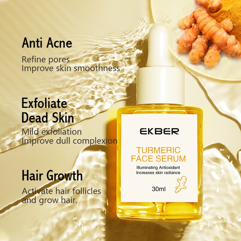 2022 New Arrival Ekber Organic Whitening Turmeric Serum Anti Acne Exfoliate Dead Skin and Hair Growth Serum Skin Care Wholesale