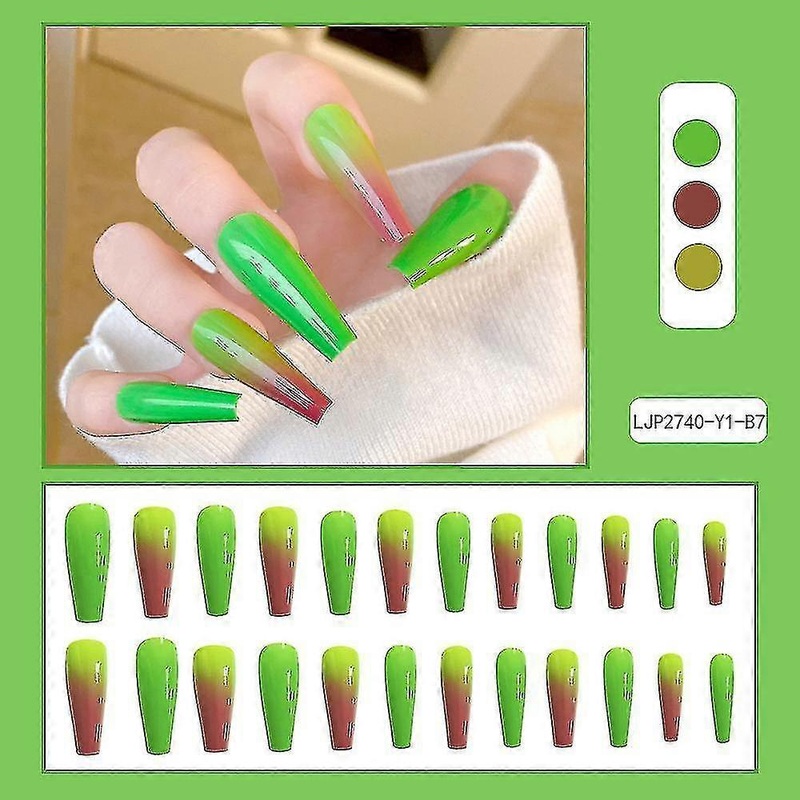 European And American Nail Pieces Wearing Armor Long Fake Nail Patch Collection Jelly Glue Manicure Piece  Bonus: Get a free professional-grade nail f
