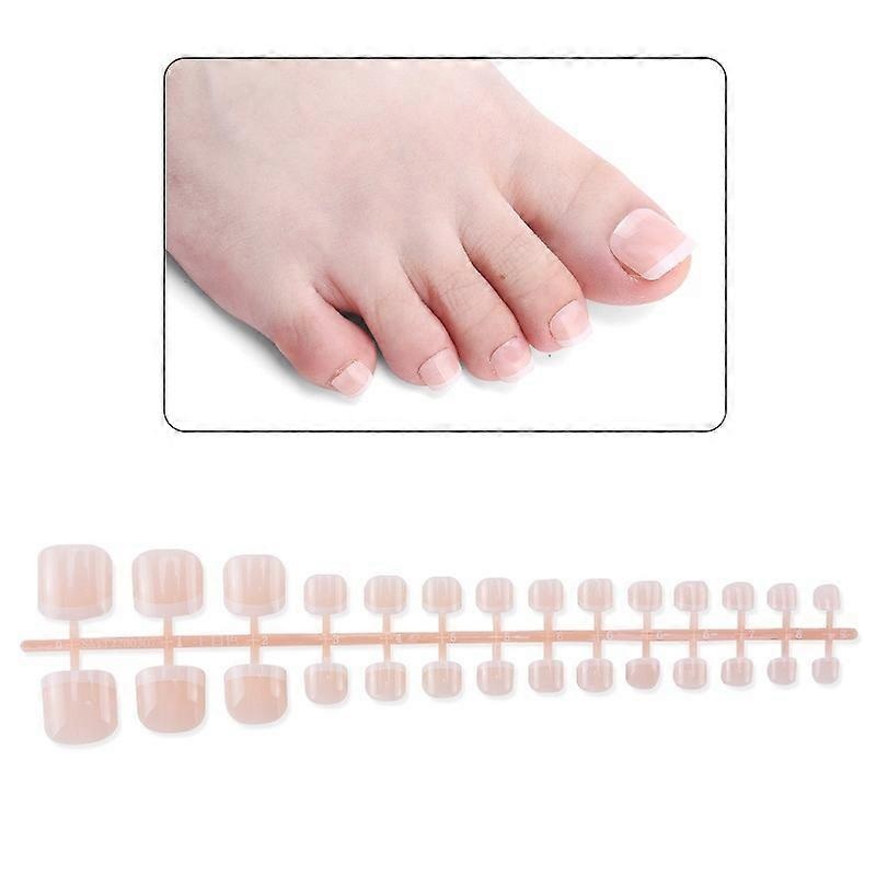 French False Toenails, French Short Toenails 14 Size Stick on French Toenails Press on French Toenails Artificial Natural French Toenails Full Coverag