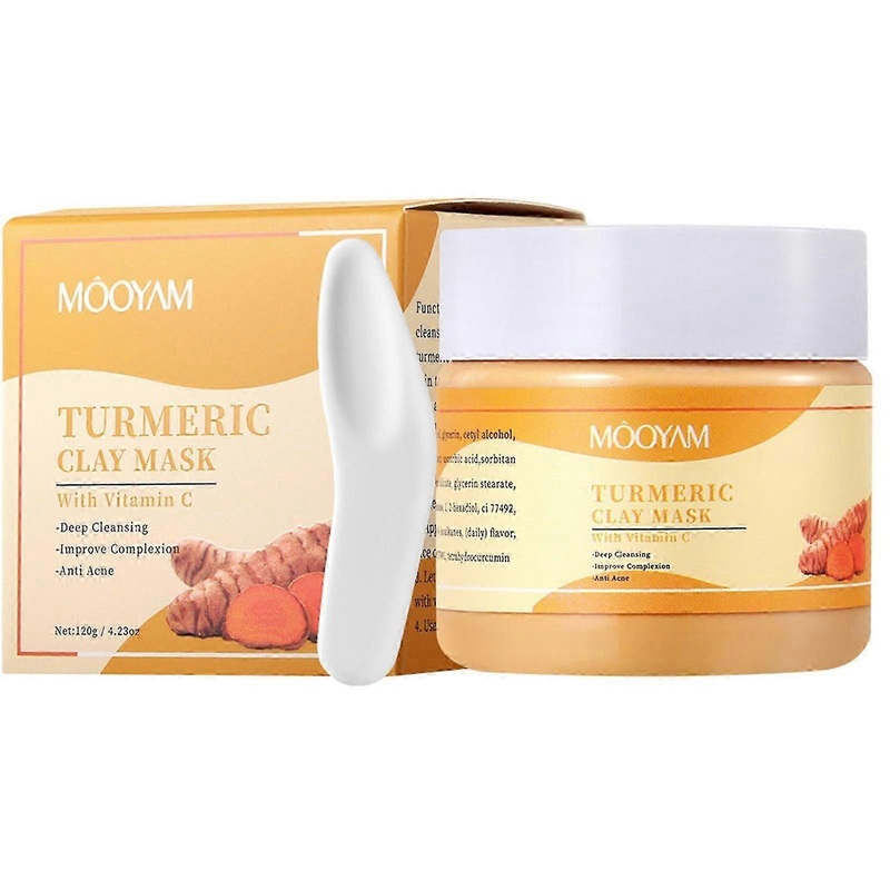 Turmeric Vitamin C Clay Face Mask, Super Purifying Clay Mask with Vitamin C, Face Masks Skincare for Brightening, Oil Balancing, Benefit Pore, 120g