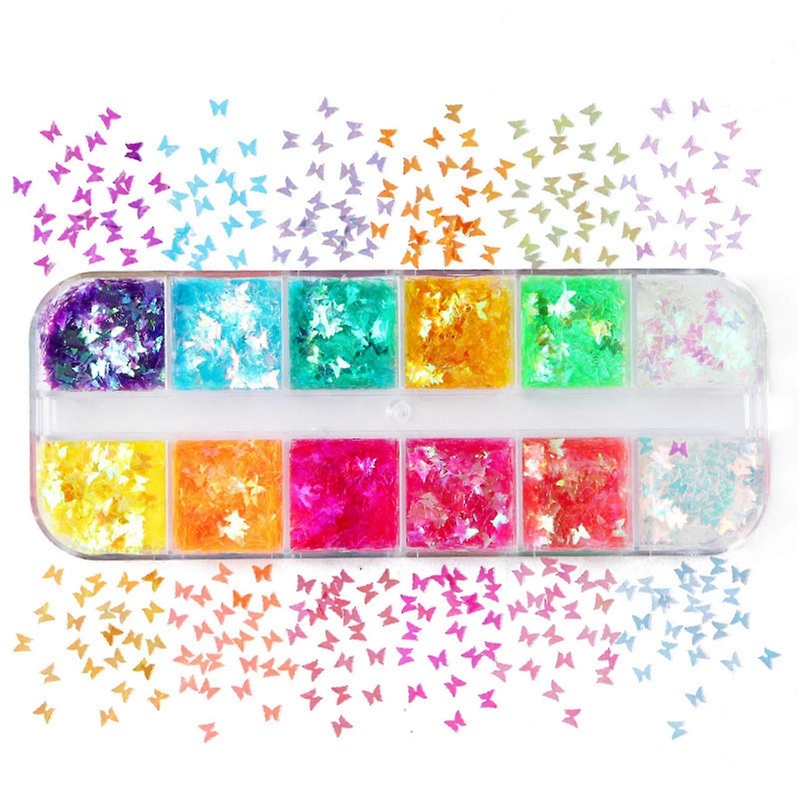 12 Grids/box Nail Art Butterfly Sequins Creative Holographic Nail Art Glitter Sequins For Finger Nail Art Accessories