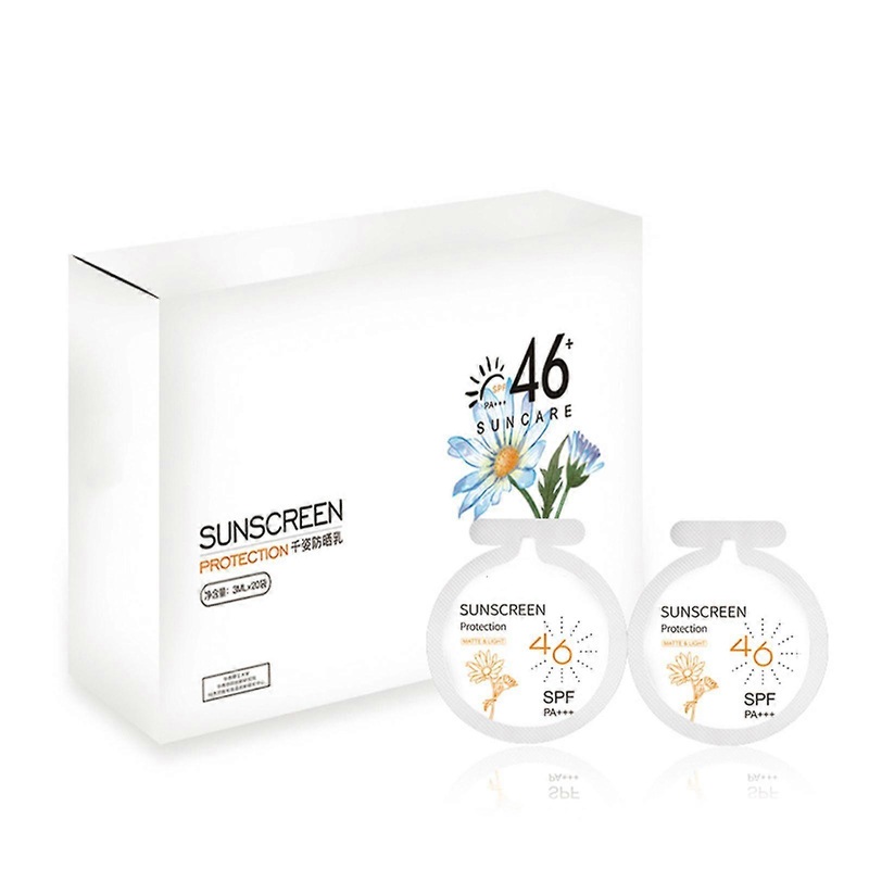 20pcs Spf46+ Solar Protector Lotion Waterproof Sweatproof Refreshing Sunblock Suitable For Camping And Hiking