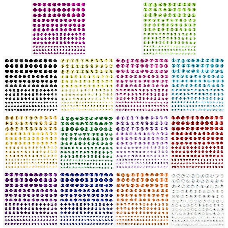2310 PCS Gem Stickers,14 Colors,Self Adhesive Gems Stickers