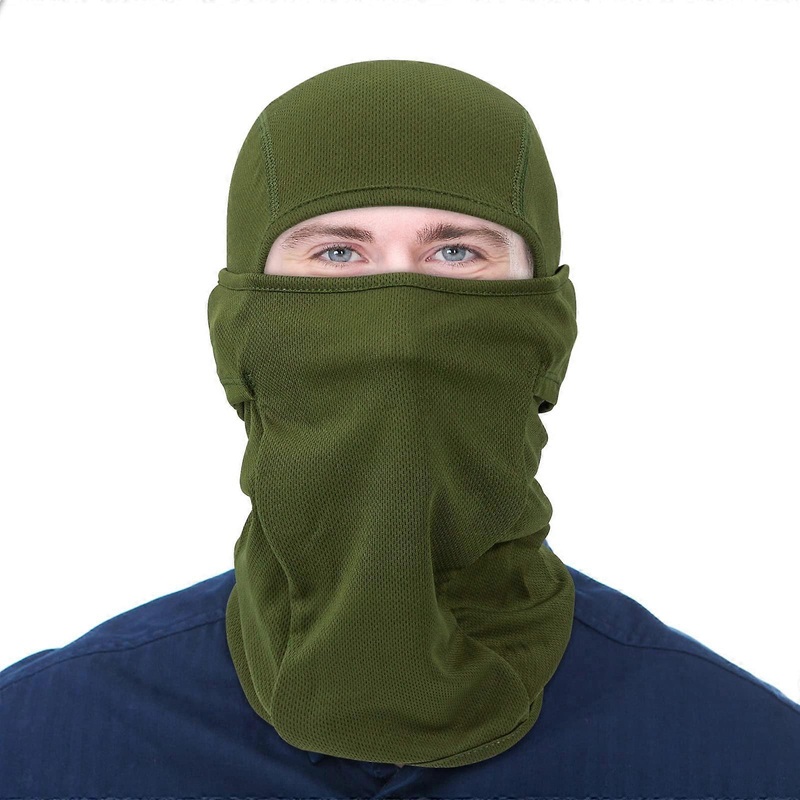 Face Mask - Motorcycle Cycling Ski Mask Neck Warm for Helmet - UV Wind Protection, Breathable, Unisex Men Women green