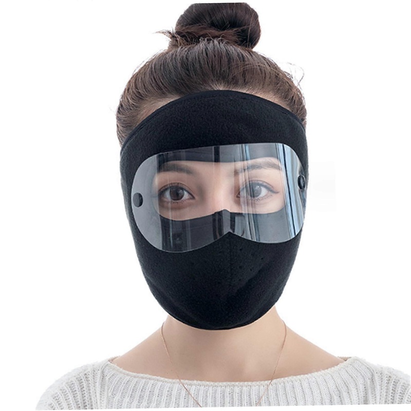 Fleece Cycling Full Face Mask,Warm Fleece Face Mask with Clear Eye Protective Film Adjustable Full Face Cover Windproof Ski Cycling Mask