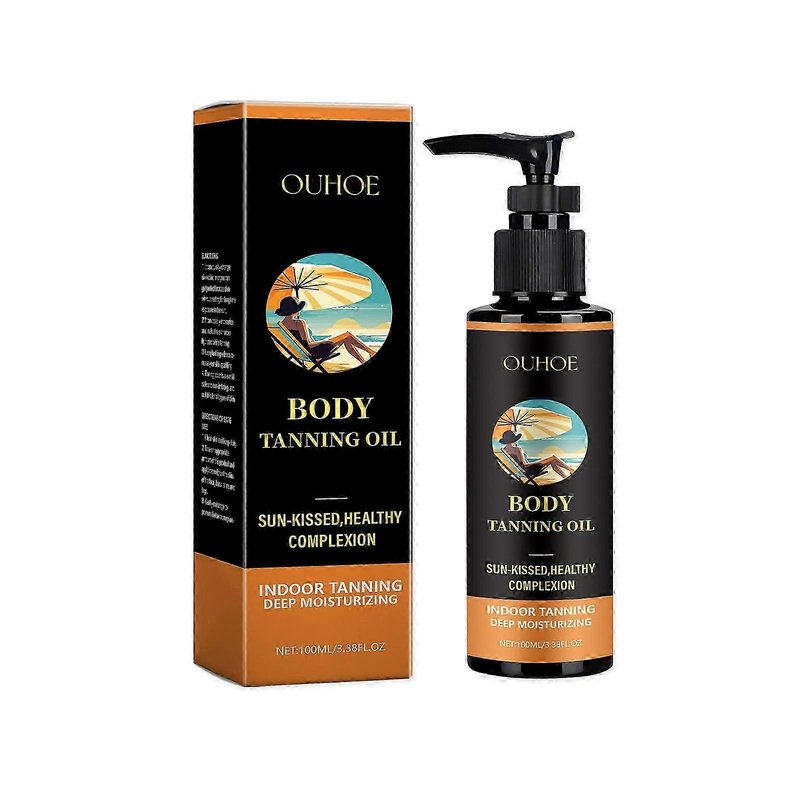 OUHOE skin darkening care solution, summer outdoor beach tanning, bronze skin, gentle moisturizing and darkening oil