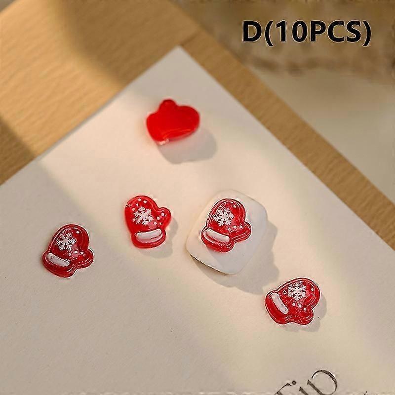 10Pcs Christmas Cartoon Tree Elk Bells Nail Art Charms Santa Claus 3D Kawaii Nail Rhinestones For New Year Manicure Decoration