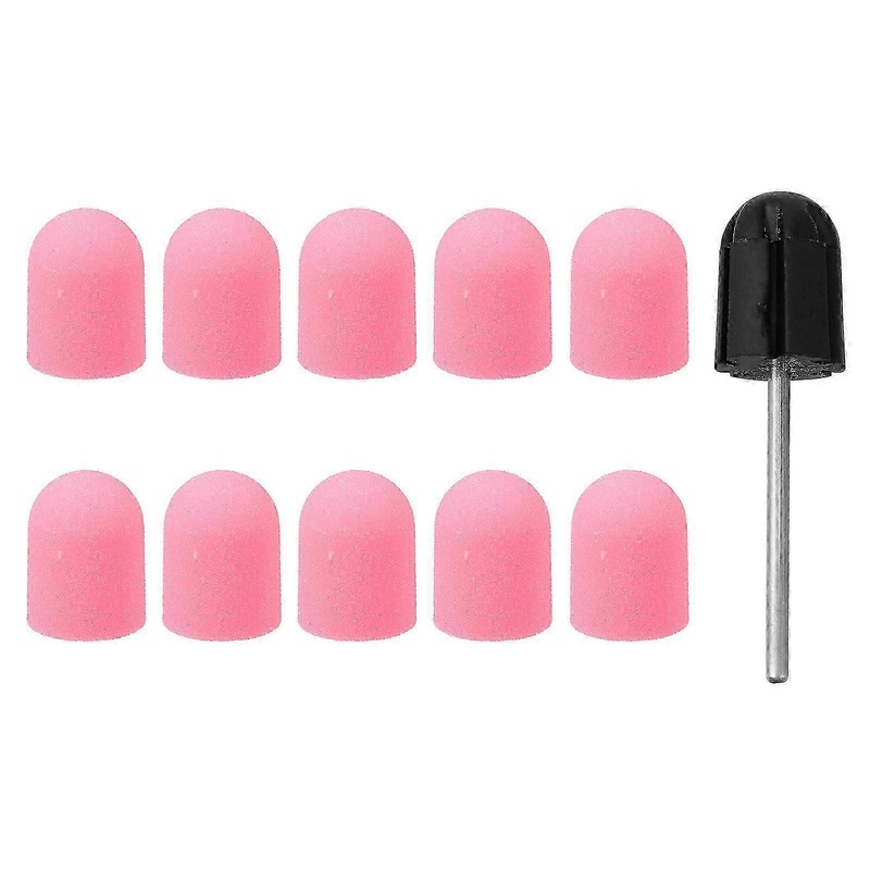 10pcs Nail Art Polishing Sanding Caps with Nail Grinding Head Set Manicure Tool