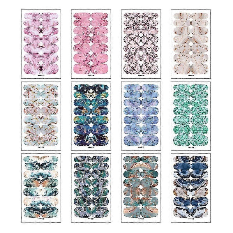 12 Sheets Marble Grain Manicures Stickers Nail Stickers Sets for Woman