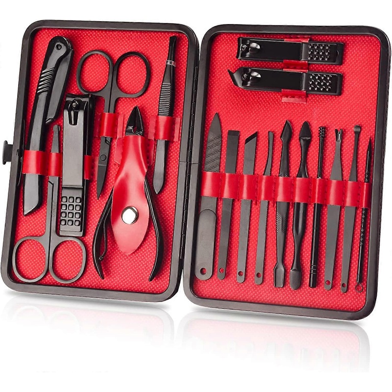 18 pcs Manicure Set (Black and Red)