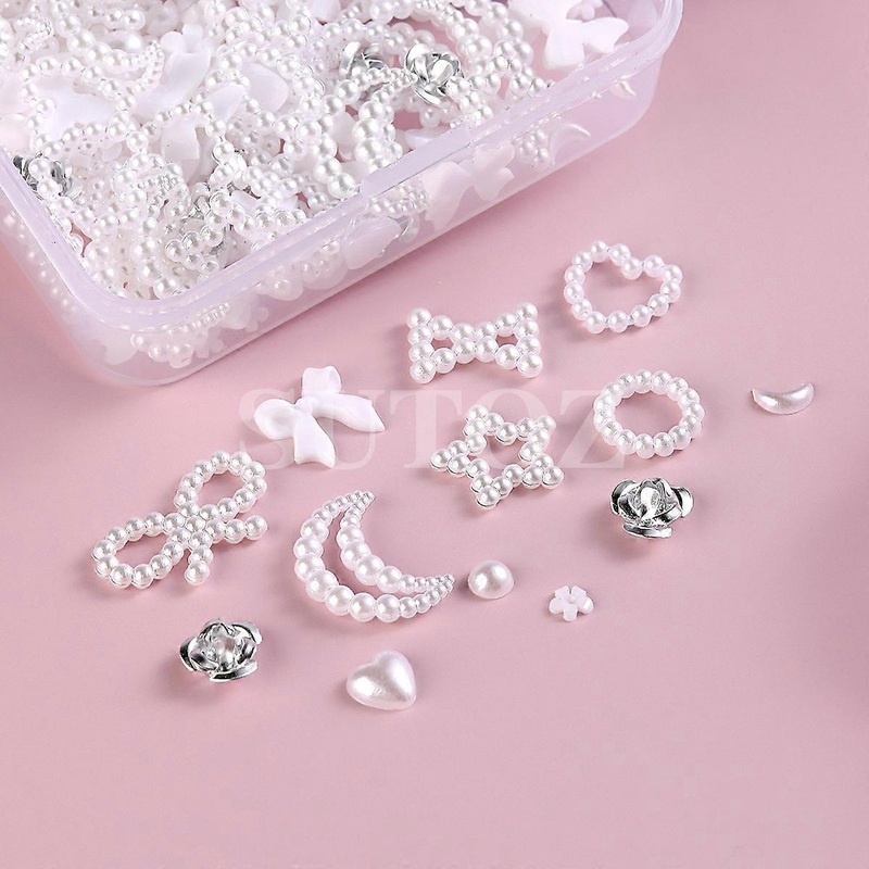 2 Boxes Nail Charms Nail Art Decorations Manicure Art Jewelries Women Nail Gems Cute Nail Charms