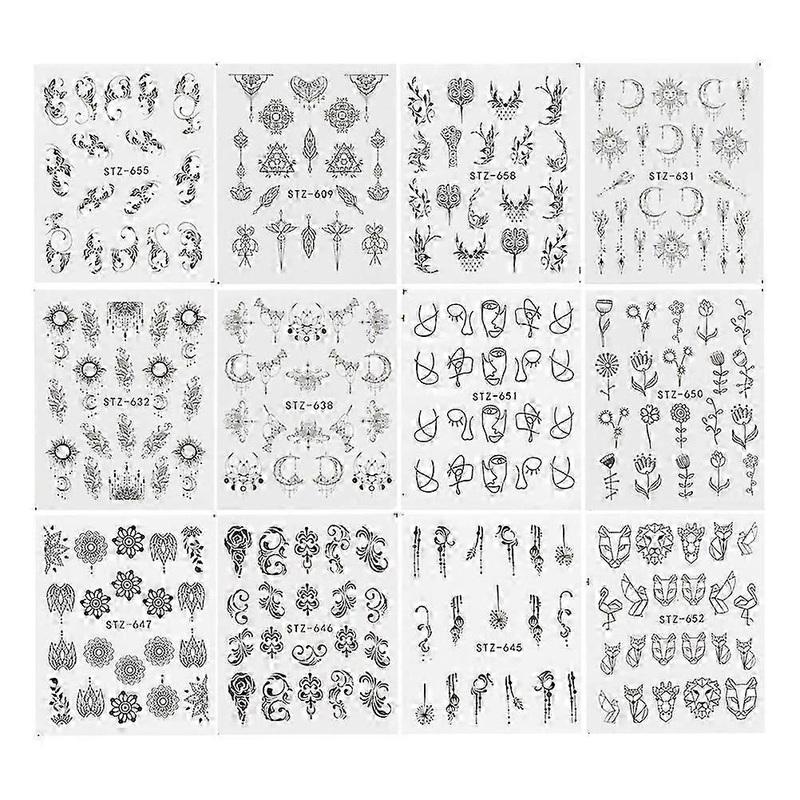 24 Pcs Nail Art Decals Women Nail Art Sticker Nail Art Decorations Nail Clings Women False Nails