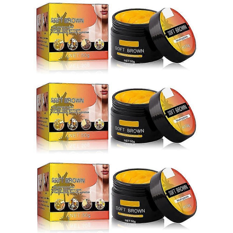 3pcs Fast Tanning Cream Waterproof Tanning Accelerator Cream With Natural Carrots Oil Extract Soft Brown