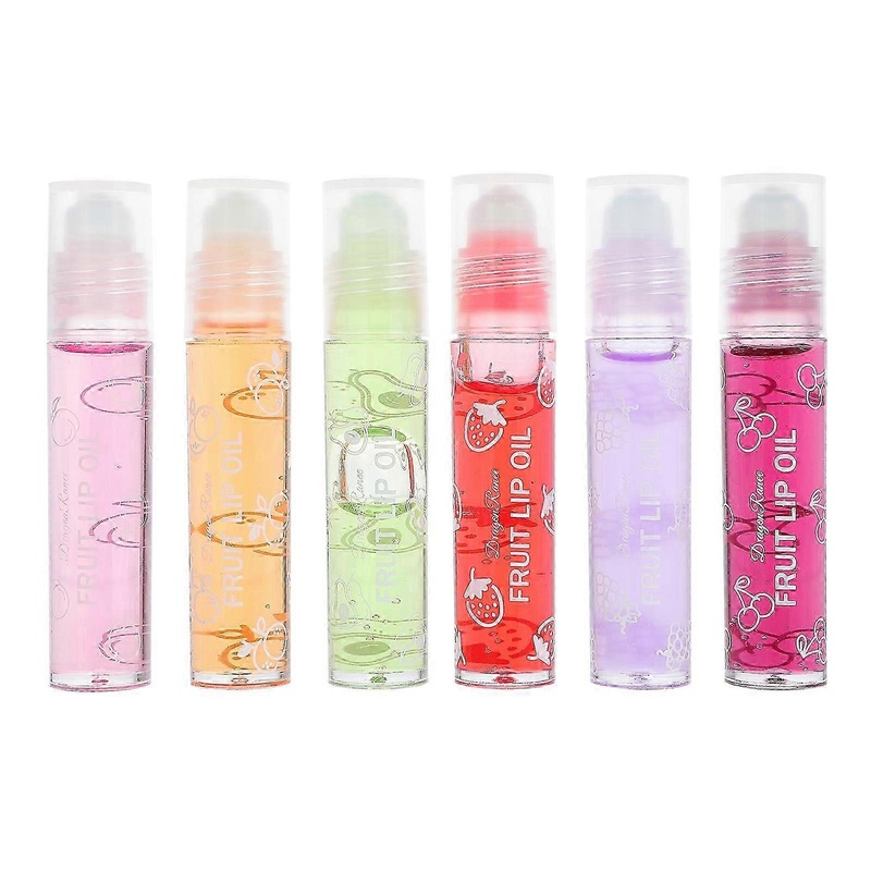 6 Pcs Clear Lipglosses Lip Oil Balm Lip Pomade Lip Smoother Fruit Roller Lip Gloss Fruity Lip Balm Girls