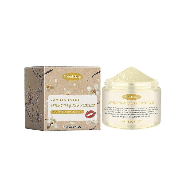 WoodSleep Vanilla Lip Scrub Gently Repairs Dead Skin and Keratin on Lips, Cleansing and Softening Lip Care