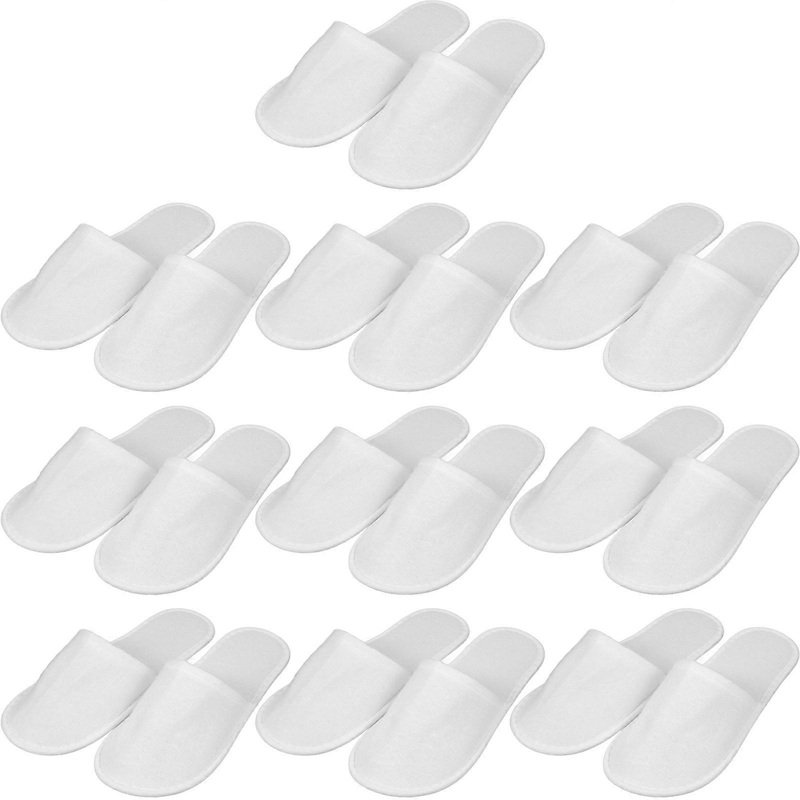 10 Pairs of Disposable Slippers Party Indoor Slippers Hotel Supplies (White)