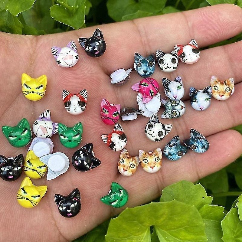 10mm Mixed Cat Self-adhesive Sticker Acrylic Appliques Craft Wedding Party Decor Diy Nail Clothing Ornaments Decor Supplies