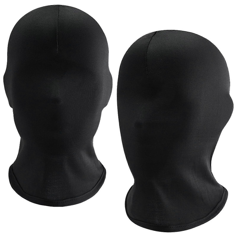 2 Pack Black Full Face Mask Halloween Full Black Mask Full Face Cover Spandex Mask Zentai Hood Mask Full Head Cover Mask