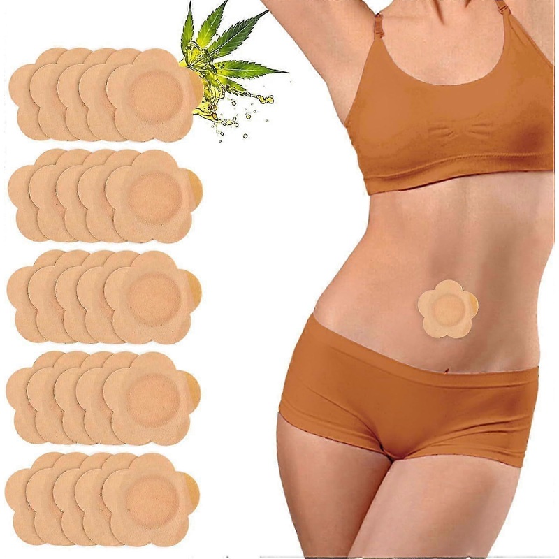 2025 New 20PCS Castor Oil Pack Wrap, Floral Self-Adhesive Cotton Belly Button Cover for Detox & Relaxation