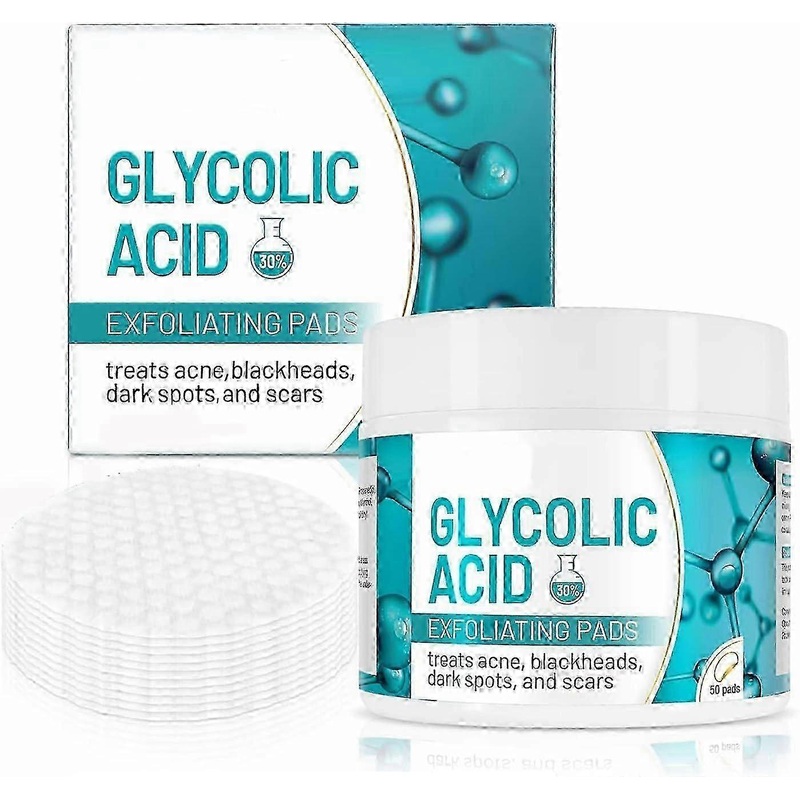 30% Glycolic Acid Pads Wipes for Skin Care Exfoliating Cleansing, Face Pore Cleaner Minimizer Acne Treatment, for Dark Spots, Blackheads, Scars