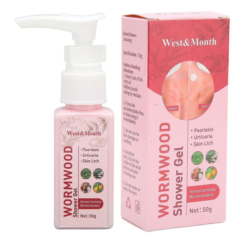 Antibacterial shower gel 50g, anti-itch, deep cleansing, moisturizing, with wormwood, to eliminate flakes and itching.