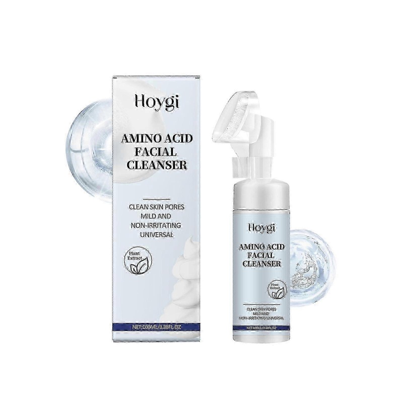 gentle foaming amino acid facial cleanser with brush, deep cleansing, moisturizing, non-irritating, oil control