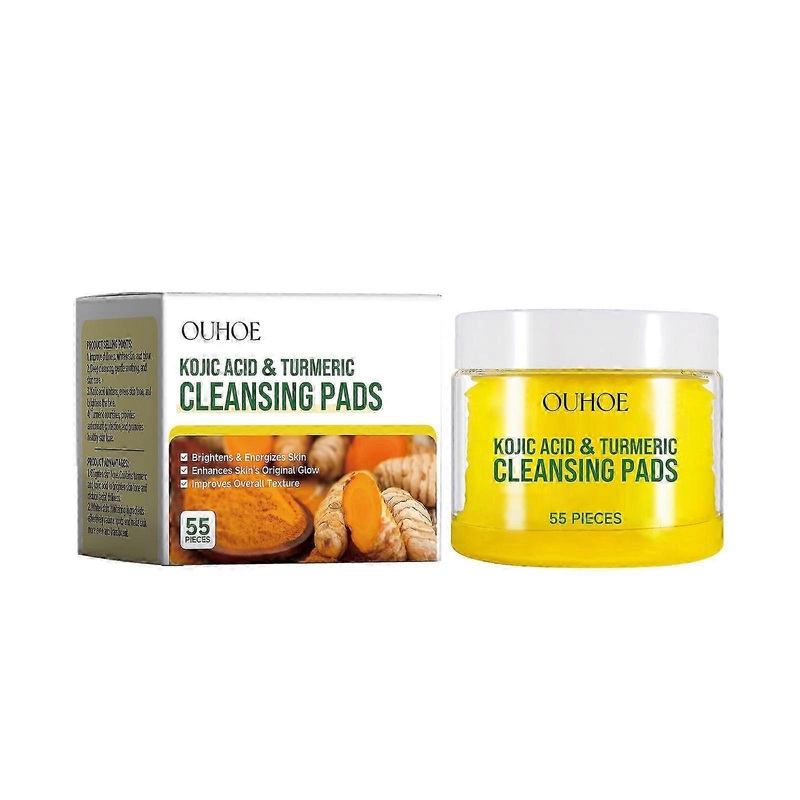 OUHOE Turmeric Cleansing Pad Gently Cleanses Facial Skin, Brightens, Moisturizes, Refreshing Skincare Cleansing Pad